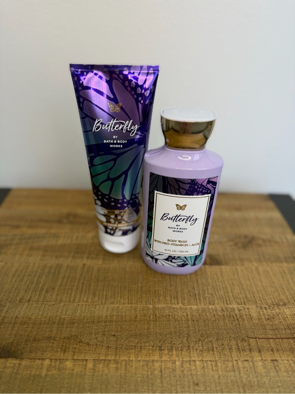 Bath & Body Works Butterfly Body Wash & Lotion Set - Purple, Teal, Gold